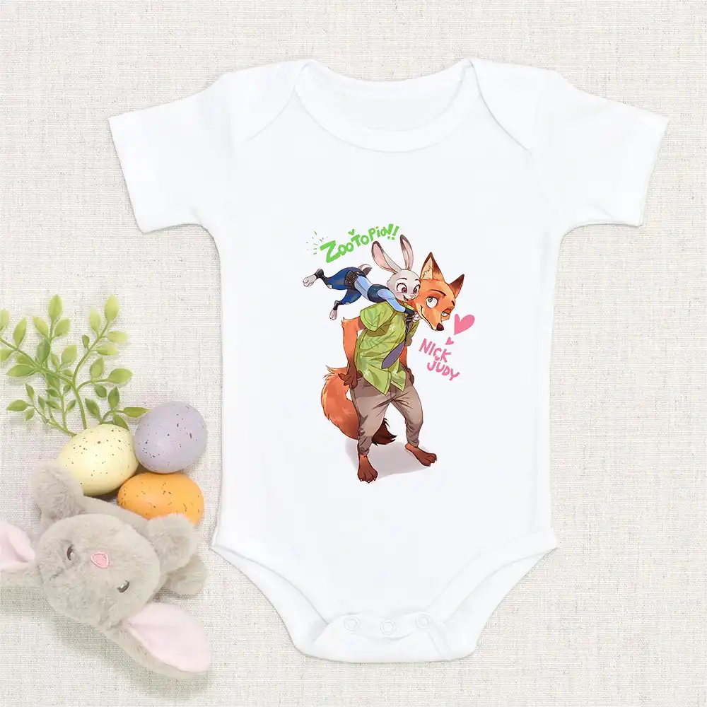 Zootopia Vetements Pour Bebe Punk Rock A La Mode Avec Graphique Du Renard Du Lapin Combinaison Kawaii Barboteuse Pour Bebe De 0 A 24 Mois Aliexpress