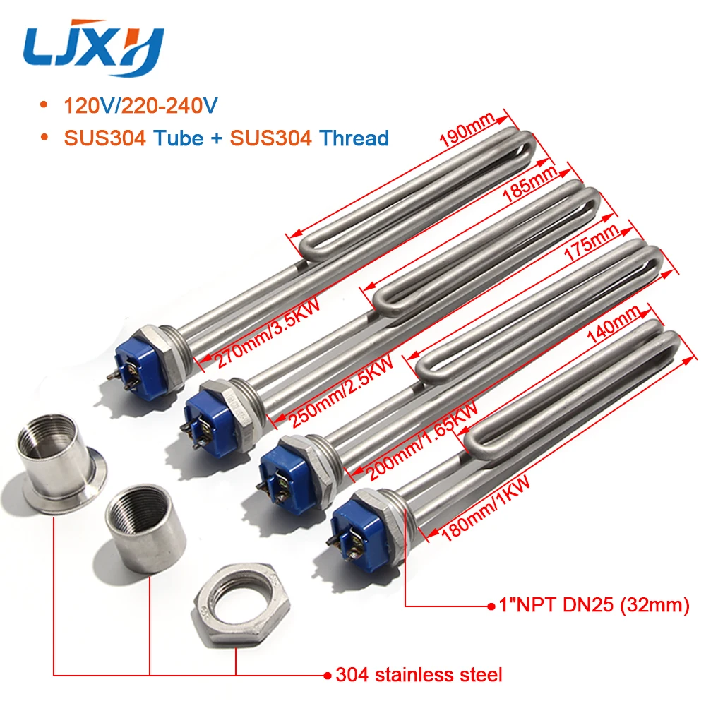 Нагревательный элемент LJXH 1 дюйм NPT AC120V/220 ~ 240 В из нержавеющей стали 304 трубчатый