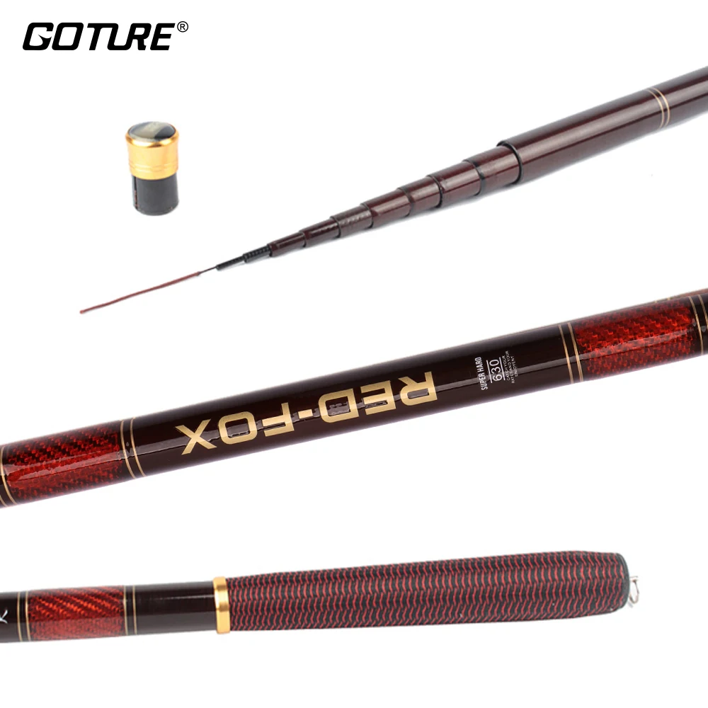 Goture RED FOX 3.0-7.2M Stream Fishing Rod Carbon Fiber Telescopic Fishing Rod Ultra Light Carp Fishing Pole
