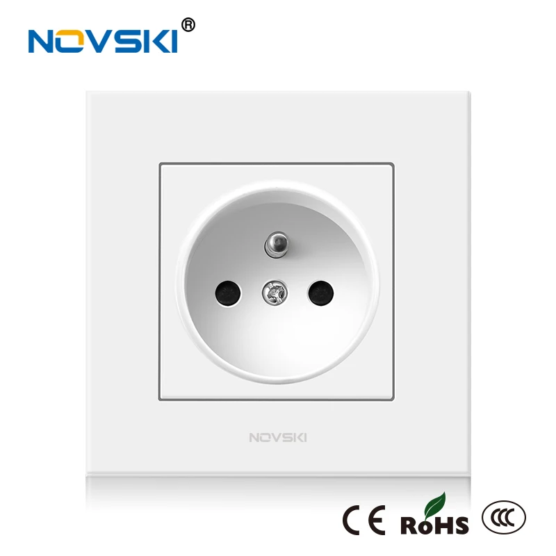 

NOVSKI French Switch Socket electrical wall socket mounting box EU standard French plug power socket PC plastic panel 86 * 86 mm