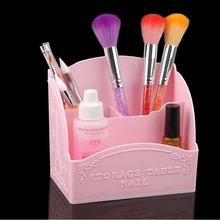 1 шт. три/четыре комнаты ящик для хранения инструмента контейнер кейс менеджер кисточка для макияжа Держатель Розовый гвоздь коробка для хранения ручек