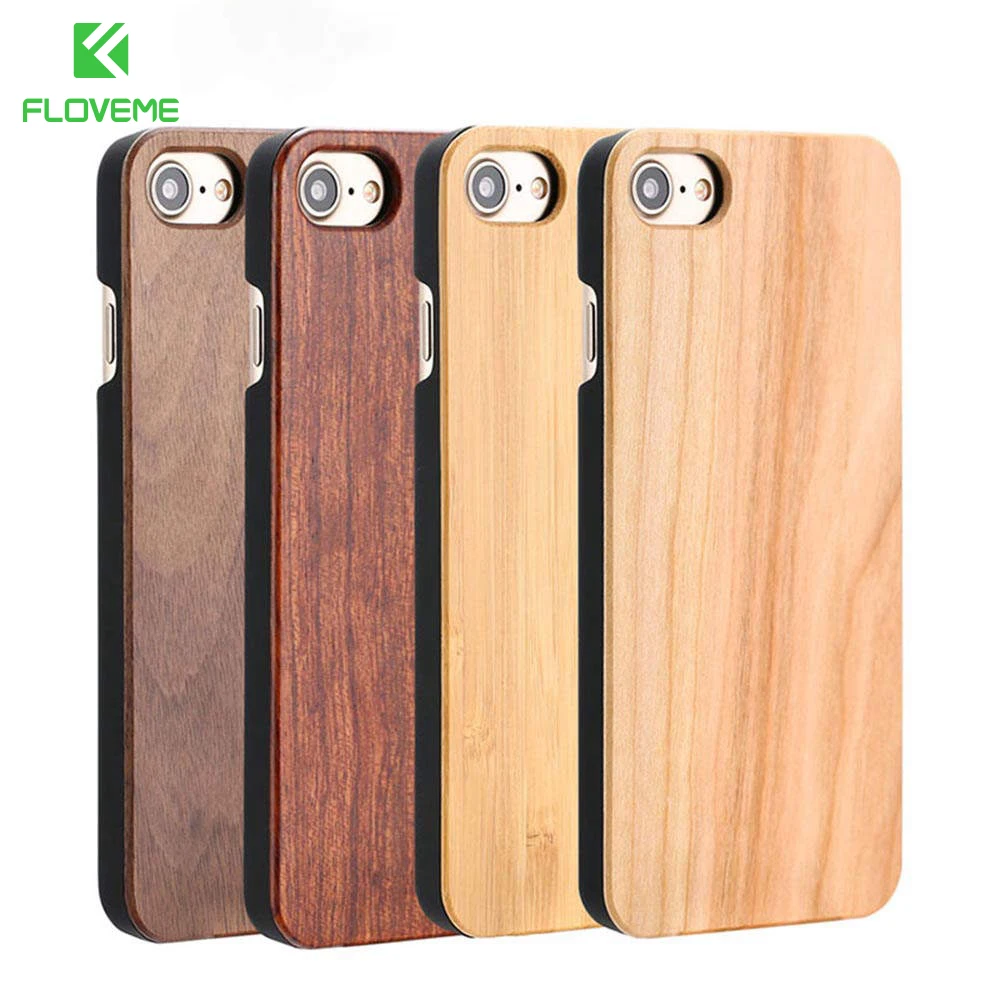 FLOVEME Real Wooden Cases For iPhone 11 Pro Max XS XR Natural Bamboo Wood Phone Case X 5 5S SE 6 6S 7 8 Plus Cover |