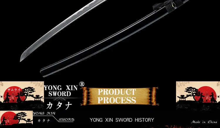 Japanese real Katana sword 1060 caron steel Bamboo blade full tang ninja swords for battle black wooden Saya sharpness for cutti