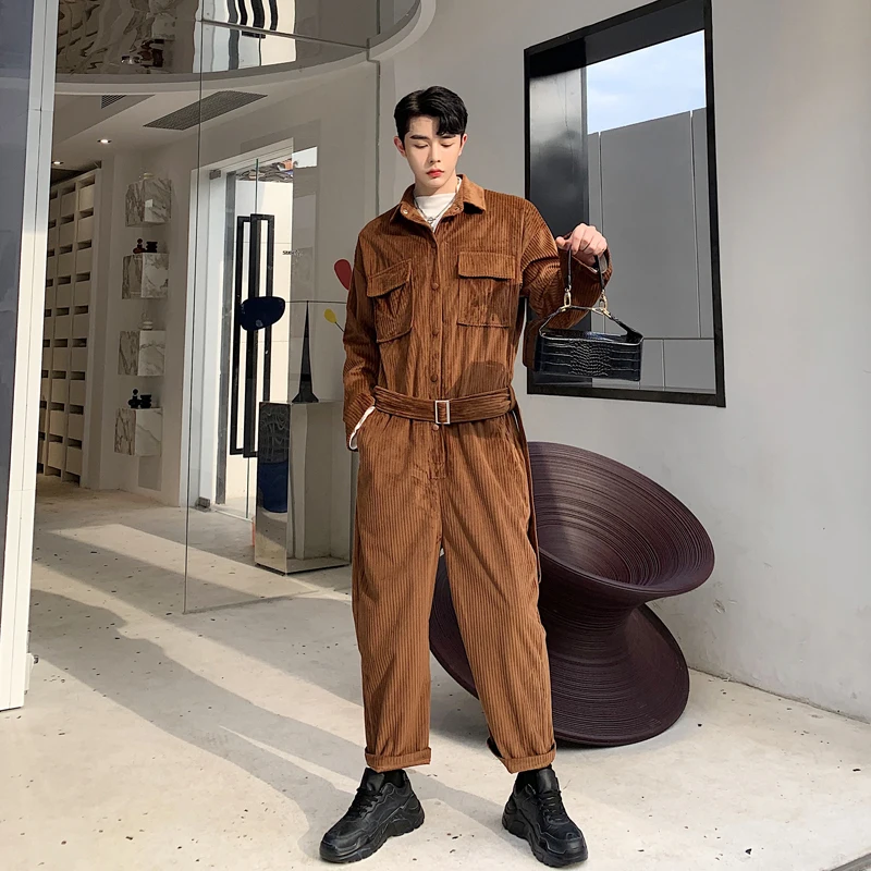 red corduroy jumpsuit