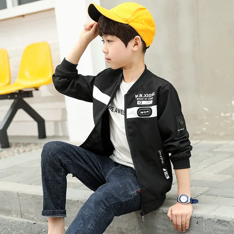 

2019 Spring And Autumn New Style Childrenswear BOY'S Korean-style Long-sleeved Upper Garment Stitching Jacket Middle And Large K