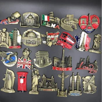 

Metal Fridge Magnets 3d Magnetic USA New York Egypt Spain Dubai London Paris Italy Greece World Souvenir Fridge Magnet Gift Idea