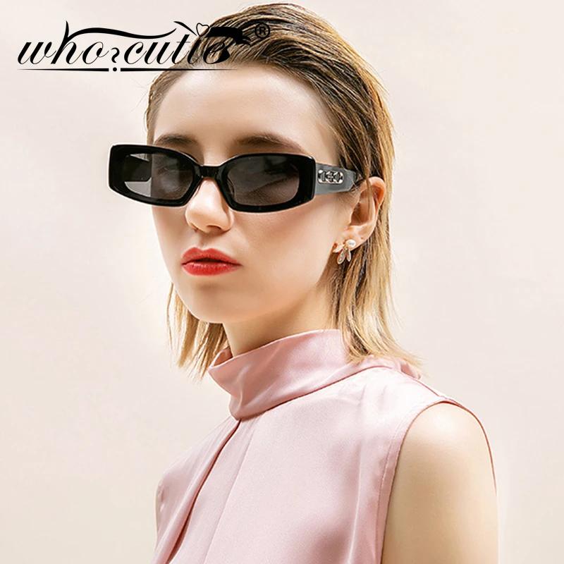 Womens Designer Fashion Mod Rectangular Thick Plastic Sunglasses