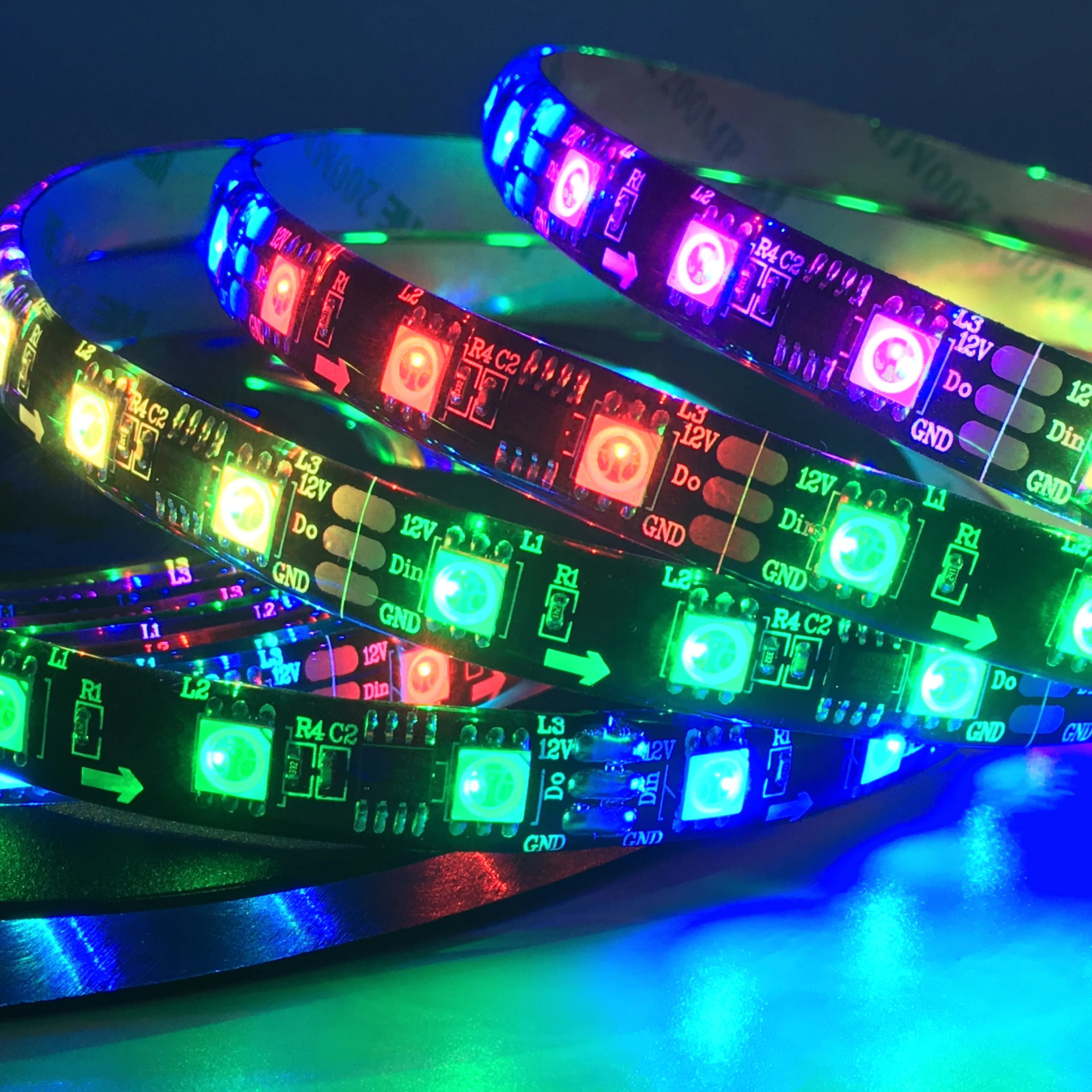 1 м 5 WS2811 5050SMD DC12V RGB светодиодная Пиксельная лента Адресуемая IC 30/60 светодиодов/м