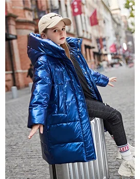 

Children's down jacket Girls long hooded down thick coat -30 degrees for winter outings