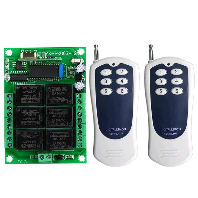 DC 12V 6CH RF Беспроводной переключатель системы дистанционного управления 6 CH 10A