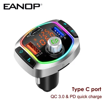

EANOP Mp3 player Car Kit Handsfree Digital LCD BT5.0 wireless FM transmitter QC3.0 PD Quick Charge Support Voice One key control