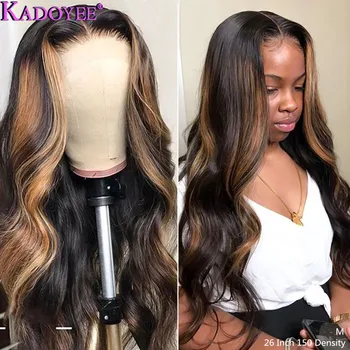 

1B/27 Colored Lace Front Human Hair Wavy Wig With Highlights 13x6 Ombre Brown Human Hair Wig Brazilian Remy Hair Lace Wig 150%
