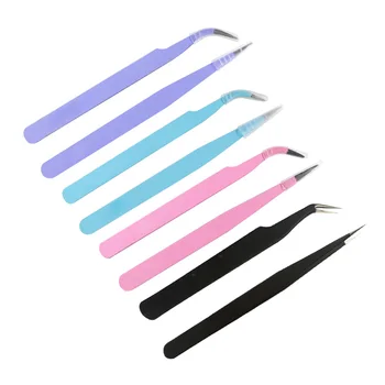 

Colored Anti-Static Tweezers For Eyelash Extension Eyebrow Stainless Steel Set Beauty Precision Tweezers Makeup Kit Repair Tools