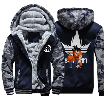 

Dragon Ball printing men sweatshirt 2019 fall winter camouflage trend hoodie collar jacket tops big size fleece hip hop coats