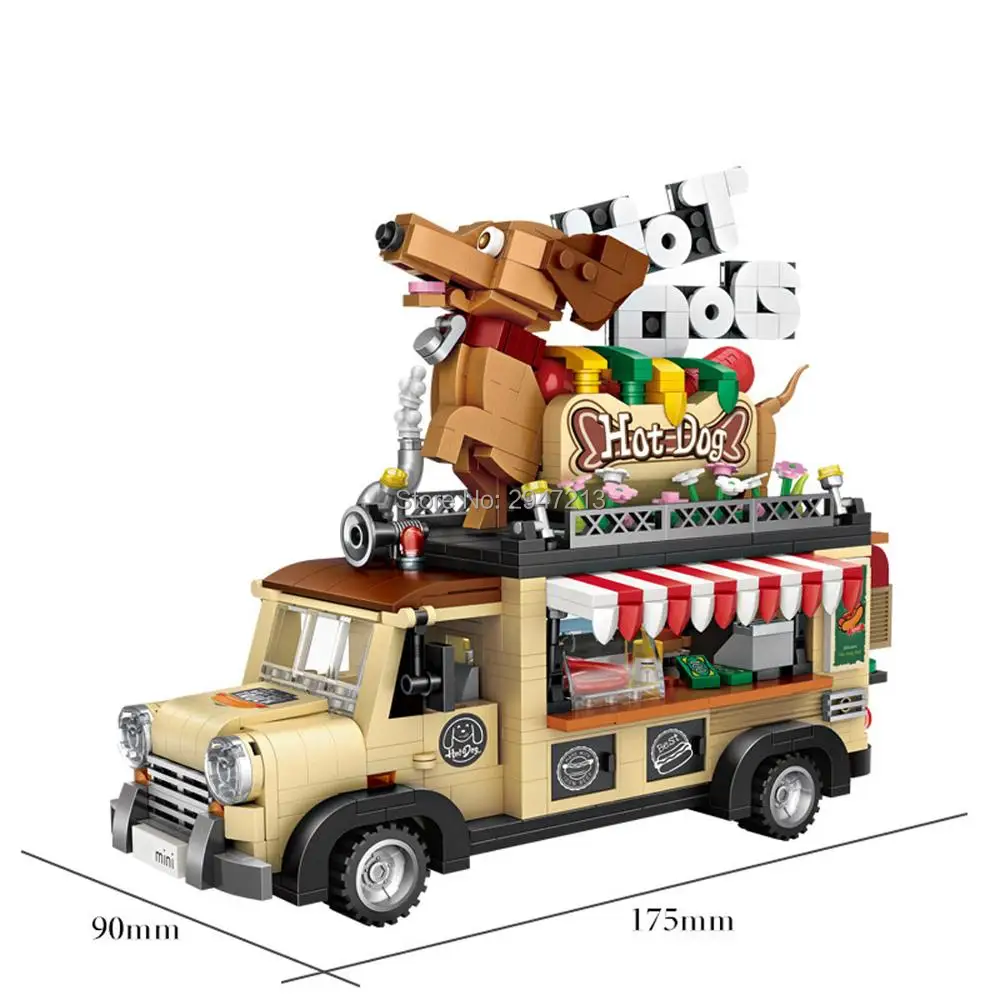 

hot LegoINGlys technic ehicles creators Food Hot Dog Truck Cars mini micro diamond building blocks model nano bricks toys gift