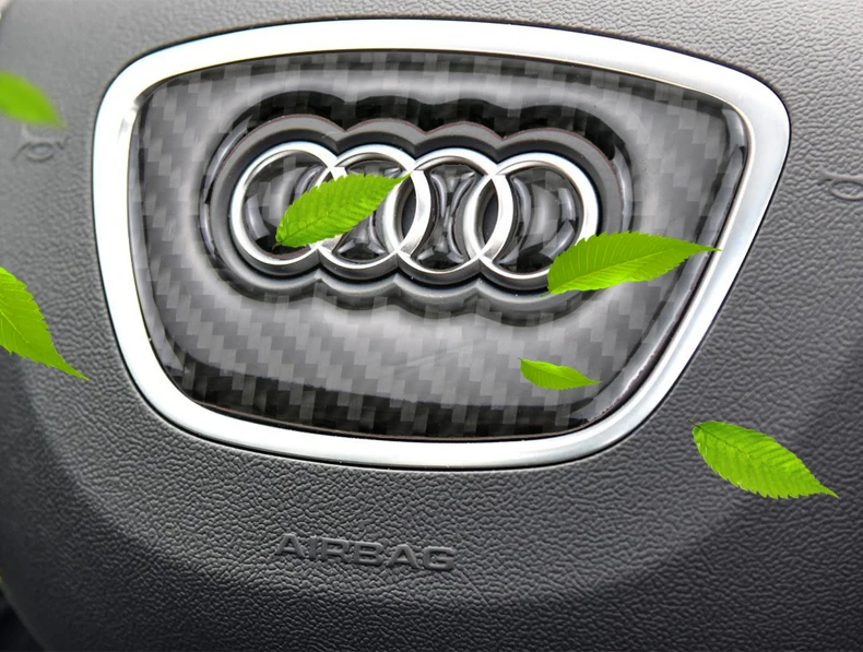 Для Audi A1 A3 A5 A4 A6 A7 A8 S3 S4 S5 S6 S7 Q3 Q5 Q7 TT углеродного волокна рулевого колеса автомобиля декоративное кольцо стикером лого в виде наклейки на автомобиль