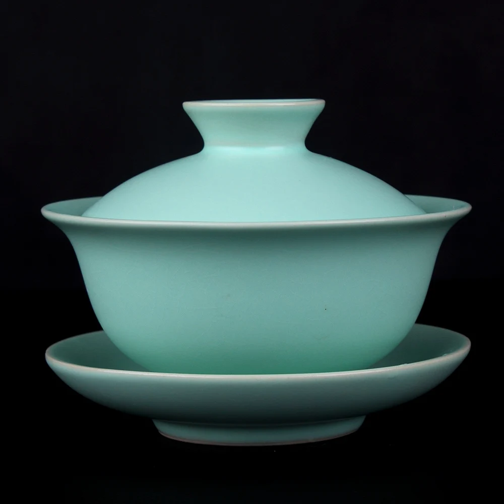 [GRANDNESS] Традиционный китайский чай набор Ruyao Gaiwan Celadon Gongfu Чайный набор Tureen чашка чаша Gaiwan 150 мл пиалы для чая Ru печи