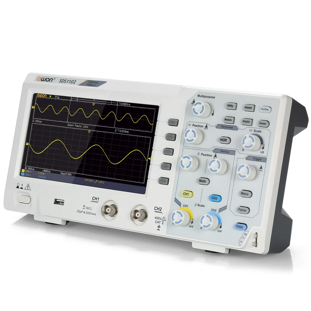 Профессиональный цифровой осциллограф Owon SDS1102 комплект осциллографа 2 канала 100