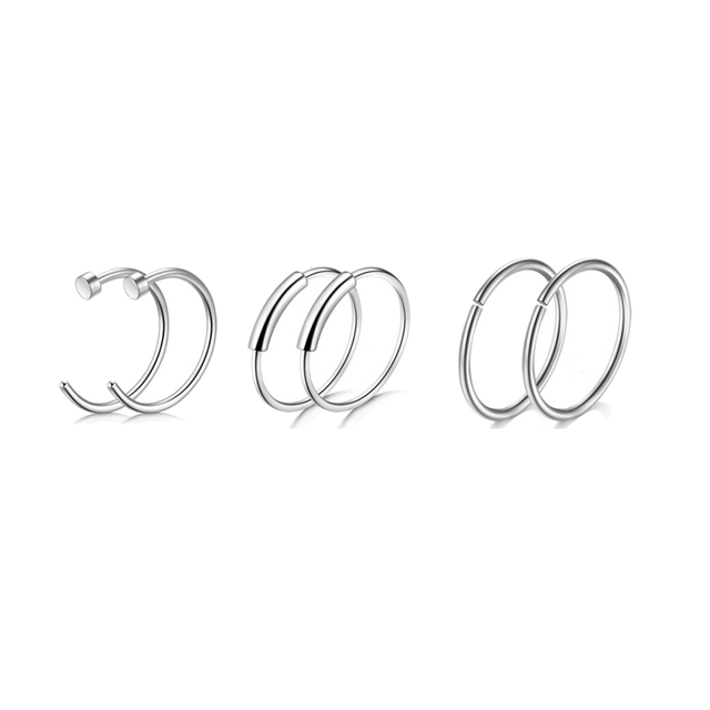 Nose Piercing Ring Nose Nails Piercing Crystal Nose Stud Pack 20G L Shape Nose Rings Set Heart Nostril Cruve L Shape