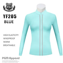 Новинка, женская рубашка, одежда для гольфа, женские топы, футболка с длинным рукавом, теплая, осенняя, стоячий воротник, облегающая, PGM, блузка для гольфа
