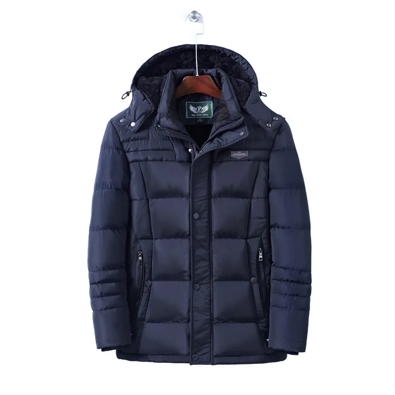 Cotton-padded Clothes Men's Winter Outdoor Mid-length Only USB Charging Fever Jacket Cotton-padded Jacket Heating Cloth - Цвет: Deep Blue