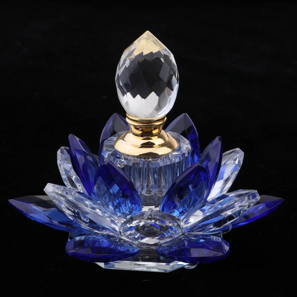 5 мл с декоративными парфюмерными флаконами синий цветок лотоса полый кристалл стеклянная бутылка духов подарок свадебный Декор для духов эфирное масло