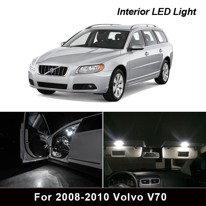 

11x White Car LED Light Bulbs Interior Package Kit For 2008-2010 Volvo V70 Estate Wagon Map Dome Trunk Door License Plate