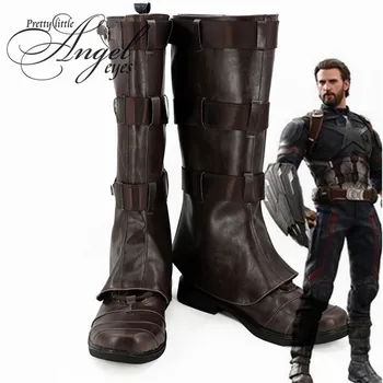

Marvel Super Hero Avengers: Infinity War Steven Rogers Captain America Cosplay Party Shoes Custom Made