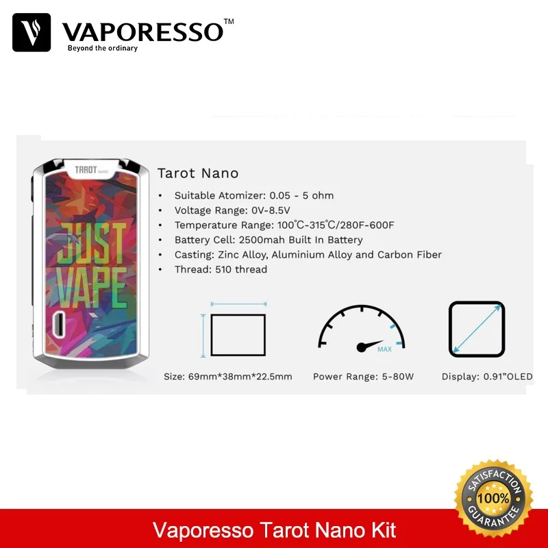 Vaporesso Таро Nano Kit 80 Вт бокс мод с баком Vape VECO 2 мл атомайзер катушка EUC испаритель
