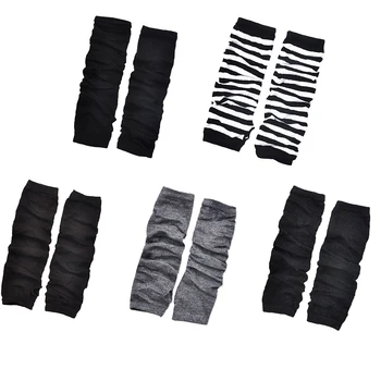 

1 Pair Women Girls Long Arm Gloves Solid Color Stripe Hole Half Mittens Winter Outdoor bicycling Sports Arm Warmer Sleeve Gloves