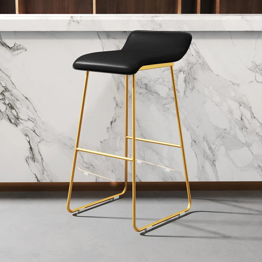 

Modern Bar Stools Nordic New Bar Stool Cafeteria Stool Creative Designer Wrought Iron Gold Padded Simple Cafe Interior Chair