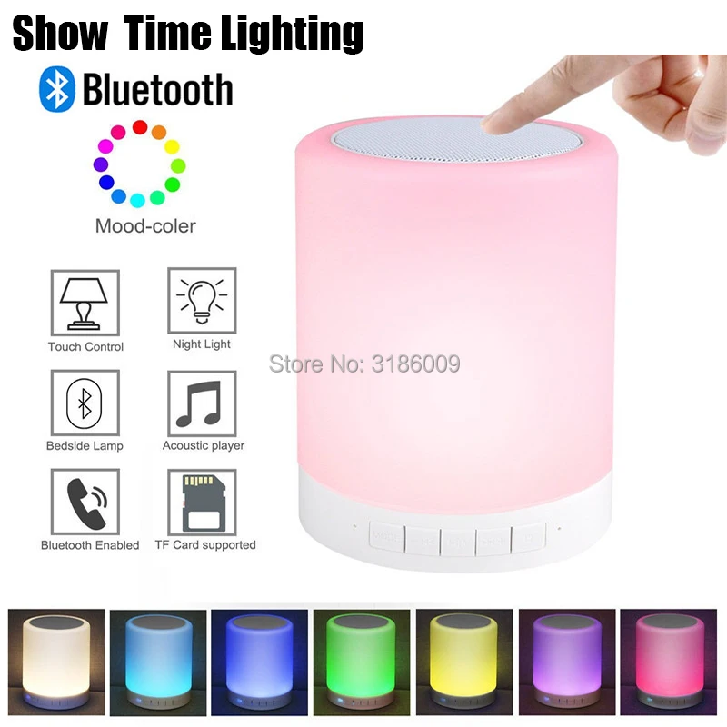 Sale Wireless Bluetooth Speaker Colorful Led Light Three-speed touch dimming Speaker Support Mp3 Fm Tf Card Radio Remote Control