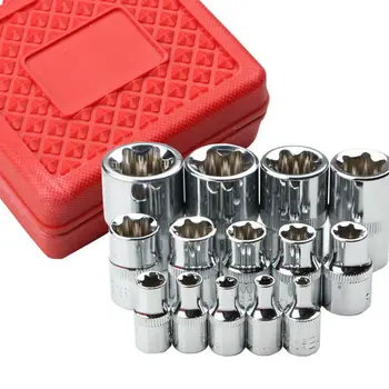 

Tool Drivers + Box Red+Silver 14pcs Set 1/4'' 3/8'' 1/2'' E Torx Star Bit