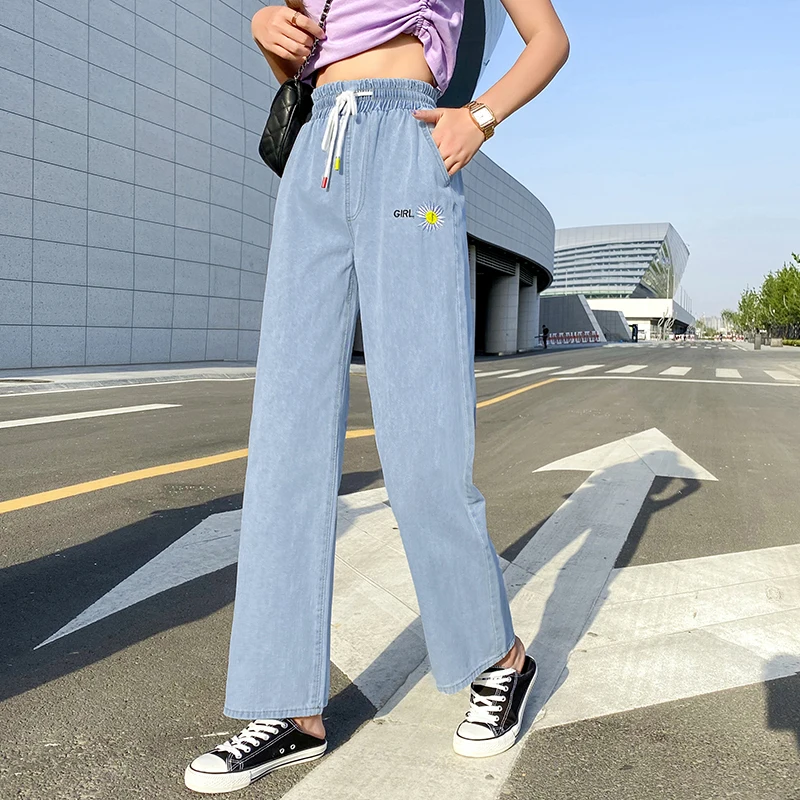 

Hot Sale Loose Plus Size Wide Leg Jeans Women Boyfriend High Waist Pants Spring Fall Winter Cotton Denim Streetwear Women Jeans