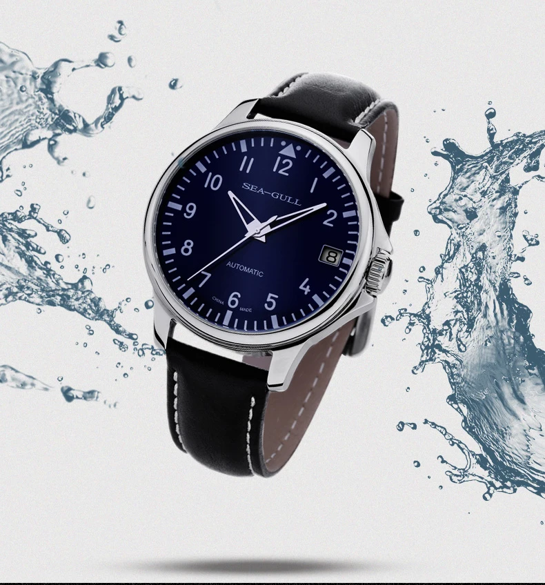 Деловые часы с кожаным ремешком Чайка, высококачественные автоматические мужские механические часы 44 мм, механические часы 819,552