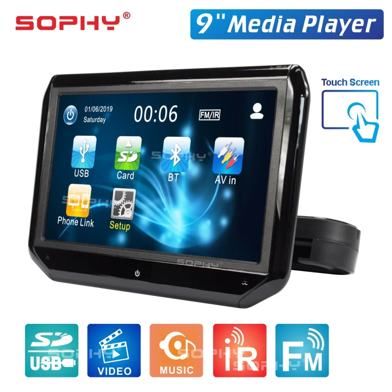 9 Inch Led Touch Screen Auto Car Headrest Monitor Seat Back Mp5 Video