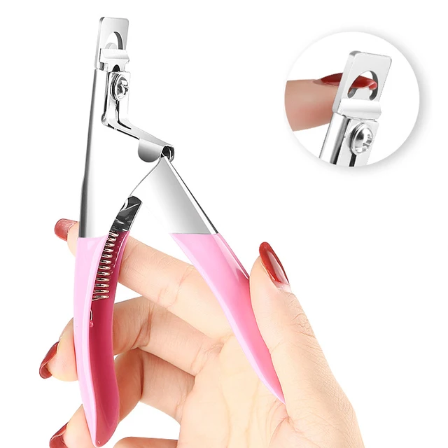 1pcs Fake Nail Cutter Nail Art Clipper Type U Shape False Tips Cutter Toe Nail File Foot Care Pedicure Nail Art Tool Pink
