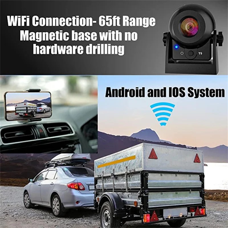 Battery Powered Super Wifi Magnetic Reversing Rear View Camera For