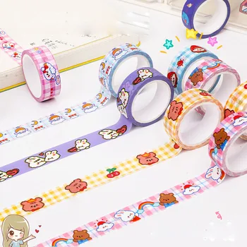 

Cartoon Bear Rabbit Girl Washi Tape Decoration Sticker Scrapbooking Diary Adhesive Masking Tape stationery school supplies