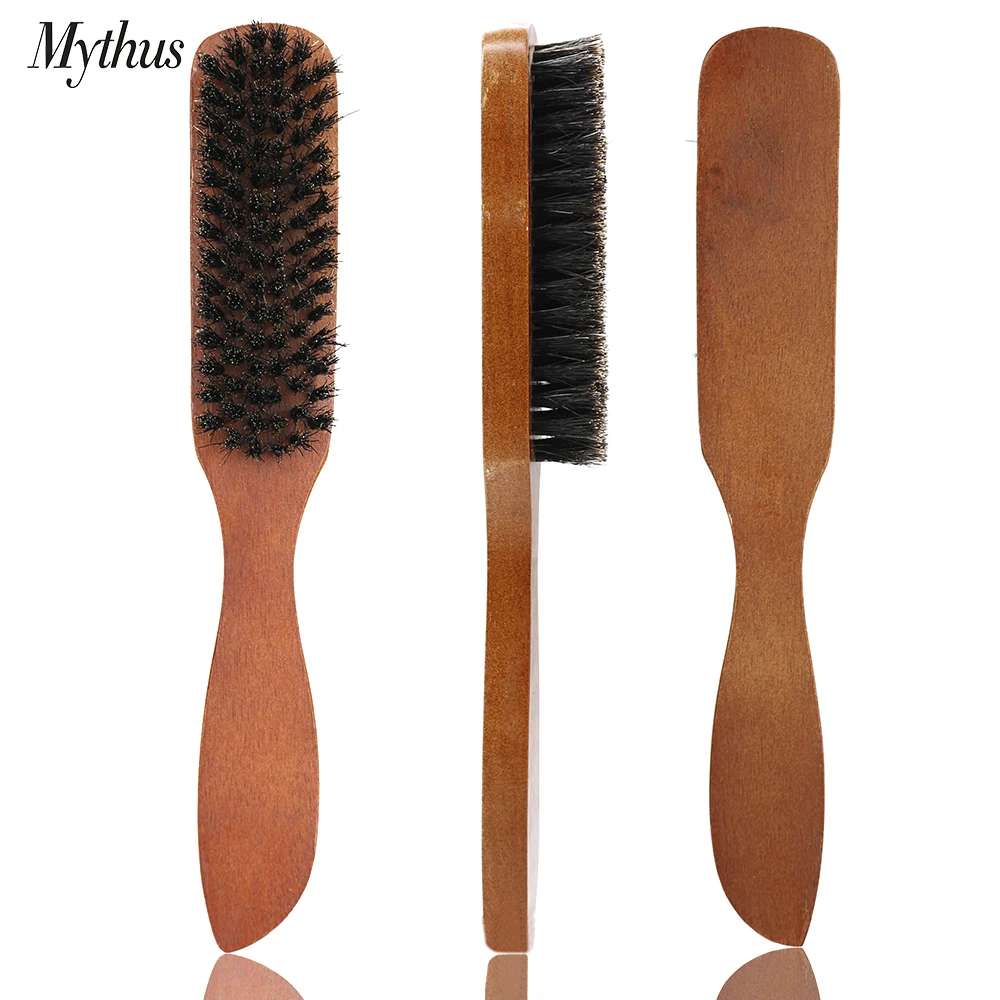 Portable Wood Handle Beard Brush Boar Bristle Men's Facial Mustache Comb Multifunctional Hair Teasing Comb Shaving Cleaning Tool