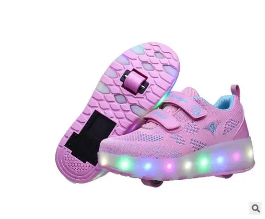 Heelies/светодиодный светильник; кроссовки с двойным двумя колесами для мальчиков и девочек; повседневная обувь на роликовых коньках для мальчиков и девочек; Zapatillas Zapatos Con Ruedas - Цвет: Photo Color 8