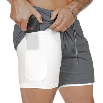 

2019 Summer Running Shorts Men 2 in 1 Sports Jogging Fitness Shorts Training Quick Dry Mens Gym Men Shorts Sport gym Short Pants