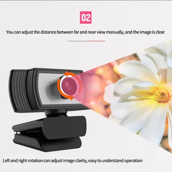 

Full HD 1080P Web Cam Desktop PC Video Calling Webcam Camera with Microphone Mic Teching Conference Web Cameras 360 Rotaed#T2