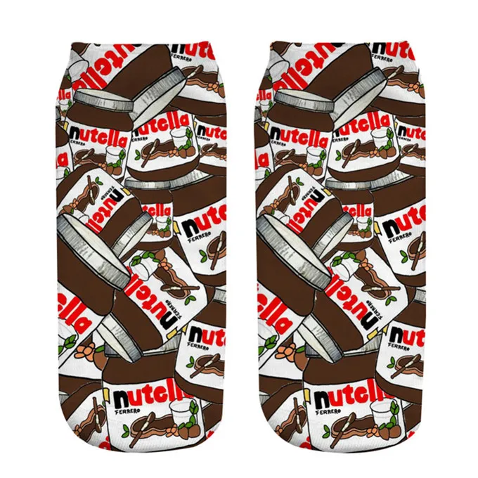 as picture KLV/Повседневные хлопковые носки кофейного цвета с 3D принтом, Nutella Cup, женские носки на низком каблуке с принтом, Chaussettes - Цвет: as picture