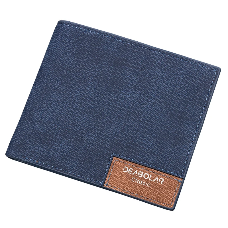 

Slim Business Front Pocket Wallet Men Solid Denim Cloth Design Bifold Wallets Man Pu Leather Credit Card Holder Men's Purse