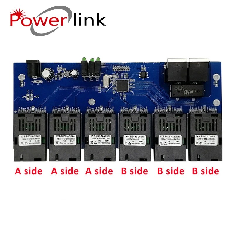 

2 RJ45 6 155M SC fiber Port Fast Ethernet switch Converter 20KM Ethernet Fiber Optical Media Converter 10/100M PCBA 4.8