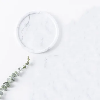 

Natural Marble Ring Jewelry Dish Decorative Trinket Tray Dessert Plate Wedding Accessories Gift (Grayish White)