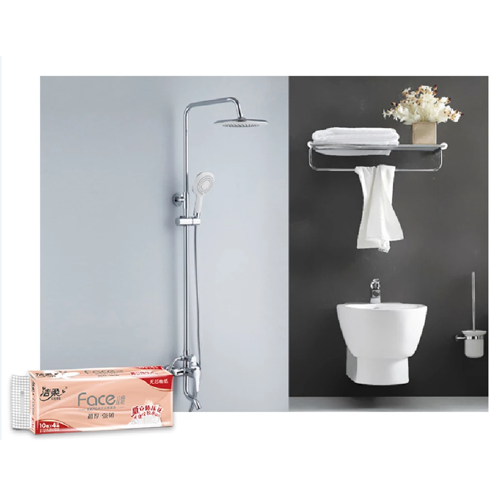 10pcs Soft Toilet Paper Roll Paper Household Flushable Silky 4 Layers Table Paper Bath Tissue Napkin Kitchen Paper for Daily Use