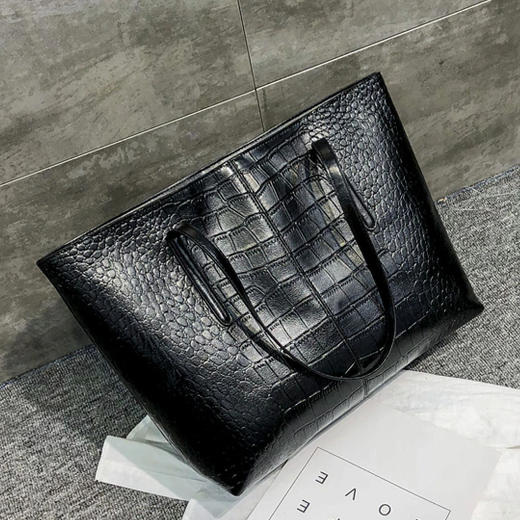 High-Quality Luxury Crocodile Handbag Women Retro Leisure Large Shoulder Bag Female Causal Totes Simple Shopping Handbag 904