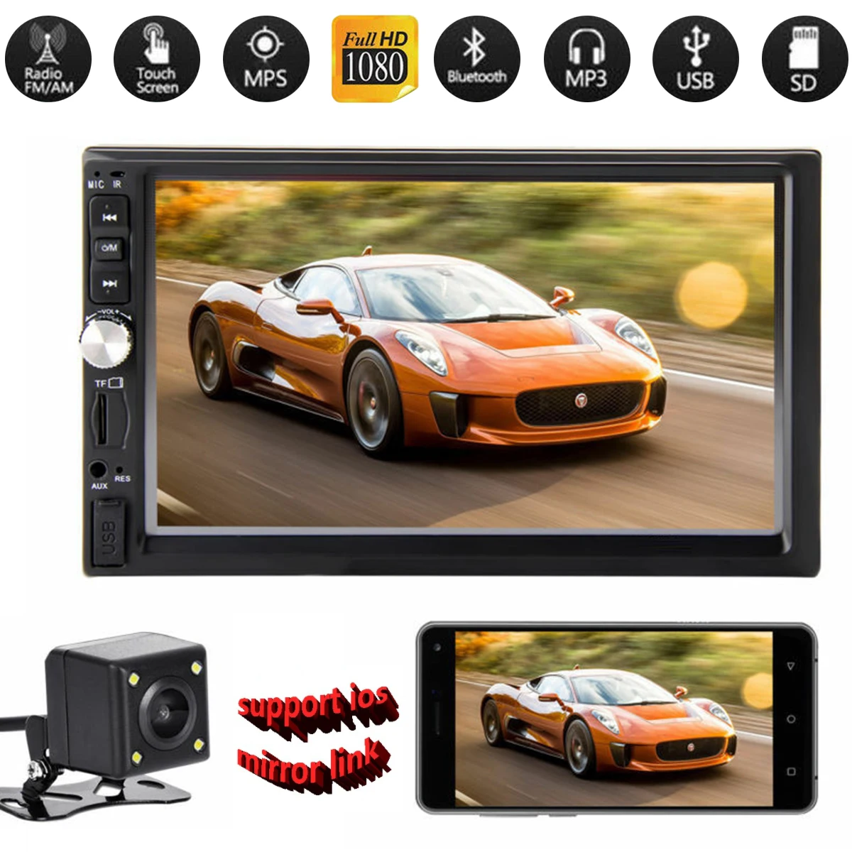 Автомобильная Радио " HD Авторадио мультимедийный плеер 2DIN сенсорный экран Авто аудио стерео MP5 Bluetooth USB TF FM камера - Цвет: 02